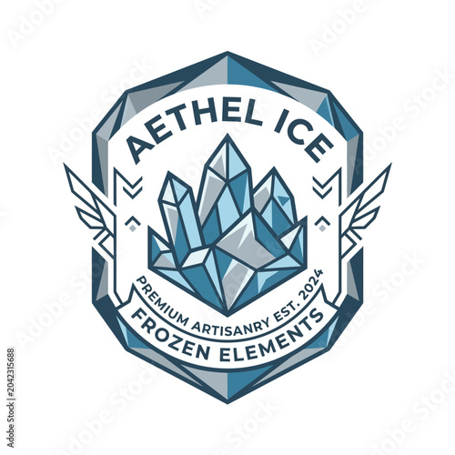 Frozen Ice Crystal Element Logo Design.