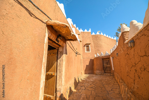 Ushaiqer Heritage Village of Saudi Arabia historic villages, traditional Najdi mud-brick architecture and narrow alleys. Once a key stop for traders and pilgrims, region's heritage and way of life.