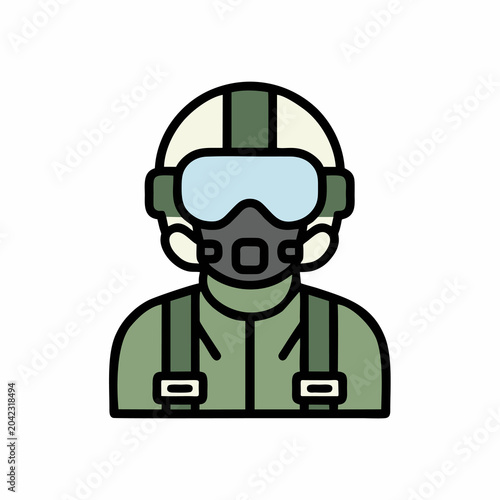 Jet fighter pilot avatar vector icon illustration