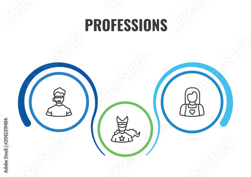 Bild auf Leinwand professions outline icon set