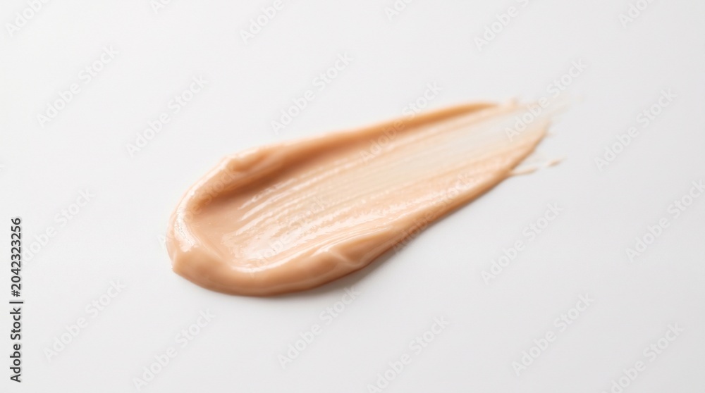 Fototapeta premium Creamy makeup product is spread out on a clean surface to showcase its texture and color for cosmetic review purposes