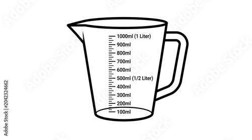 Foto Measuring cup with milliliter markings.