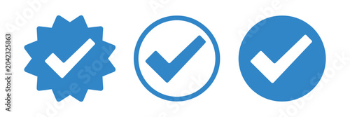 Quadro su tela Account Verify Icon, Approved Verification Badge Featuring Check Mark Symbol for Secure Authentication