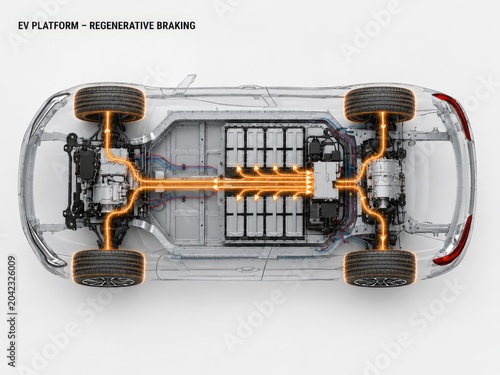 Electric vehicle regenerative braking system technical diagram