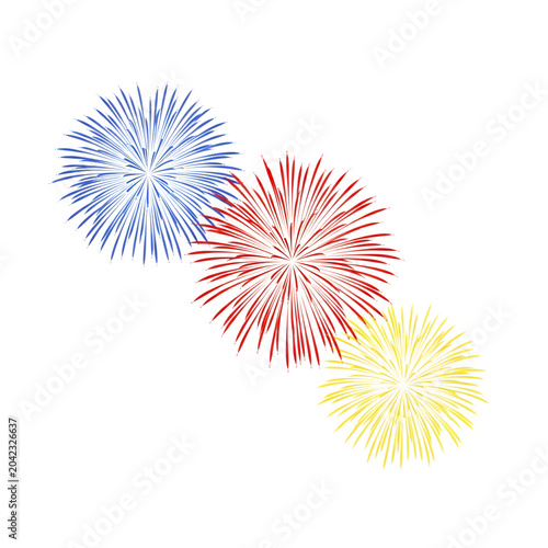 Colorful abstract fireworks explosion illustration isolated on white background