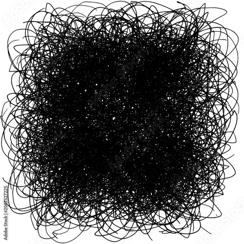 Black scribbles on white background