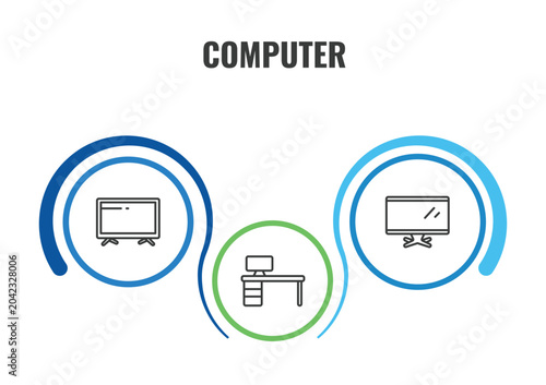 Foto computer outline icon set