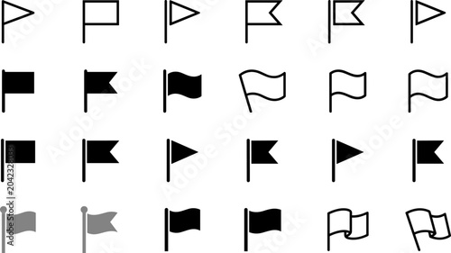 Billede på lærred Creative collection of twenty flag icons featuring triangular, rectangular, wavy