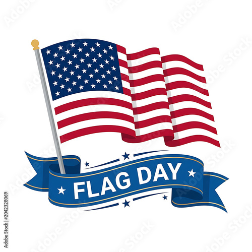 American flag day celebration illustration with ribbon american patriotic
