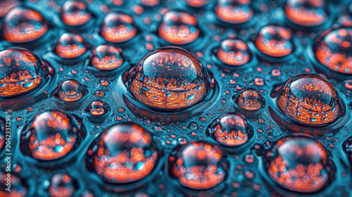 Colorful neon drops mixing in water with vibrant cyberpunk hues and glowing effects