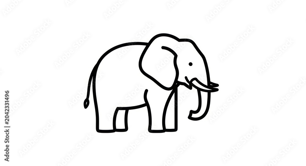 Fototapeta premium Simple elephant outline icon for minimal design