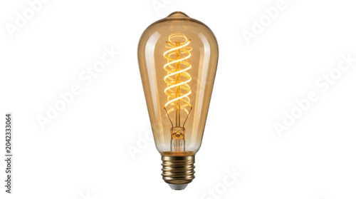 Foto Glowing Edison light bulb with spiral filament on a transparent background PNG f
