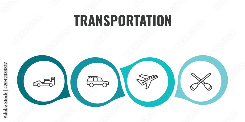 Obraz premium transportation outline icon set. thin line formula 1, off road, air transport, rowing icons. editable vector