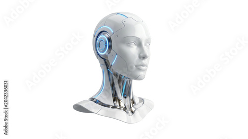 Futuristic Humanoid Robot Profile Isolated, Futuristic robot head PNG isolated on transparent background