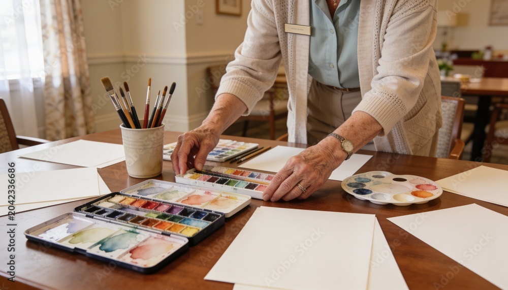 Fototapeta premium Graphic designer selecting colors on tablet in creative workspace