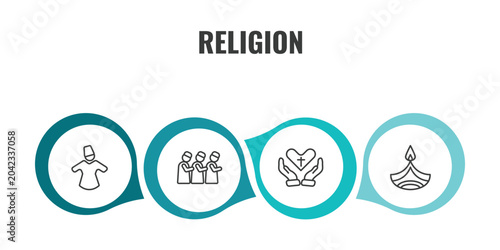 Cuadro en lienzo religion outline icon set