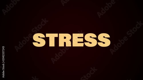 Animated burning Stress text effect representing anxiety, mental pressure, tension, and emotional challenges. Ideal for mental health awareness, psychology content, educational videos, documentaries,