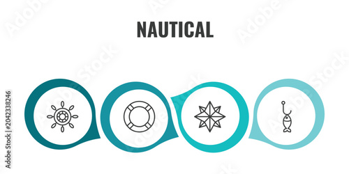 Cuadro en lienzo nautical outline icon set