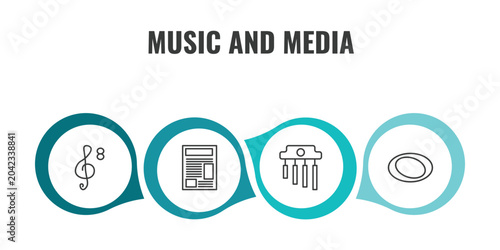 Quadro em tela music and media outline icon set