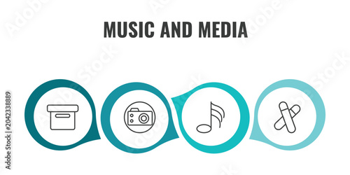 Bilde på lerret music and media outline icon set