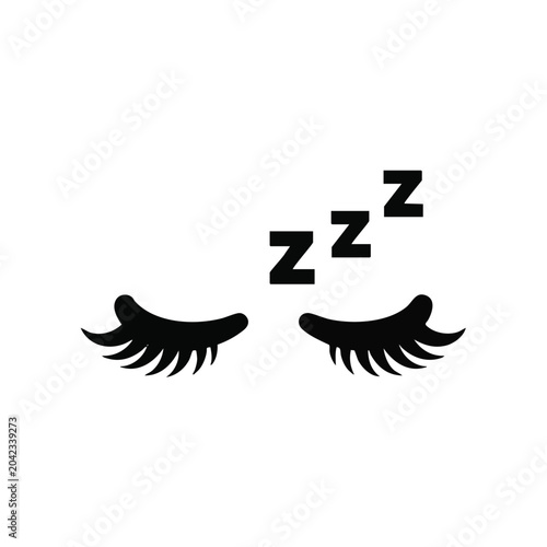 Tableau sur toile Sleepy Eyes Icons, Eyelashes, Zzz Symbols, Vector Graphics