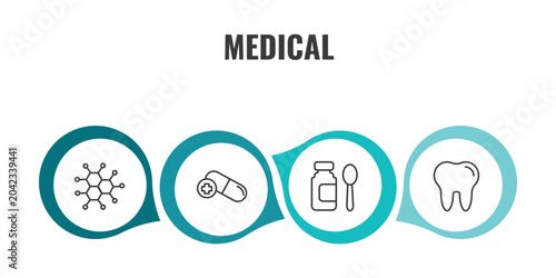 Photos medical outline icon set