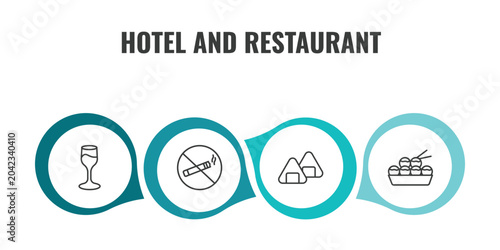Foto hotel and restaurant outline icon set