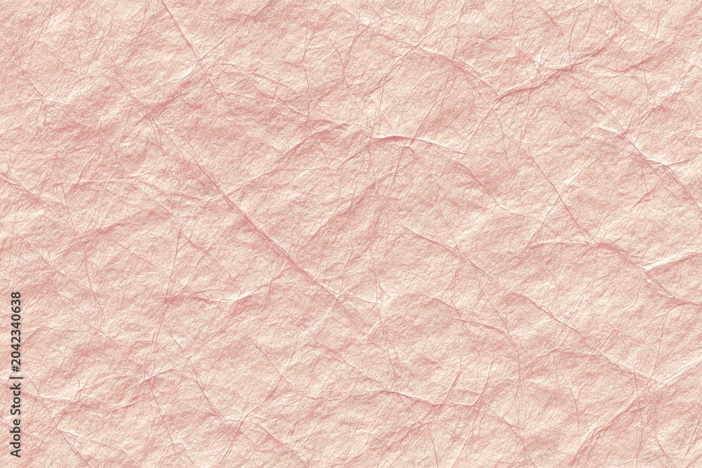 Fototapeta premium Crumpled Light Pink Paper Close-Up Creases Folds Organic Pattern, Soft Delicate Texture Background Macro, Graphic Design Art