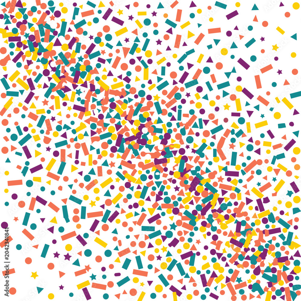 Obraz premium Colorful Confetti Explosion on White Background — Festive Celebration Vector Pattern