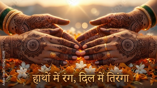 Patriotic Mehndi Hands – Tricolor Henna Design