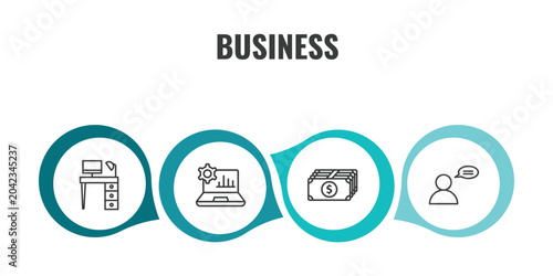 Foto business outline icon set