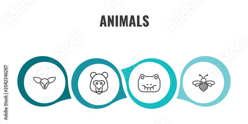 Bild auf Leinwand animals outline icon set