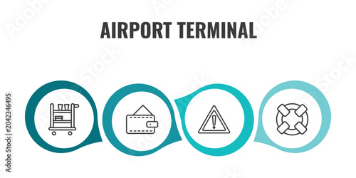 Foto airport terminal outline icon set