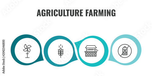 Quadro su tela agriculture farming outline icon set