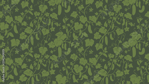 Abstract green leaves pattern with a dark background.