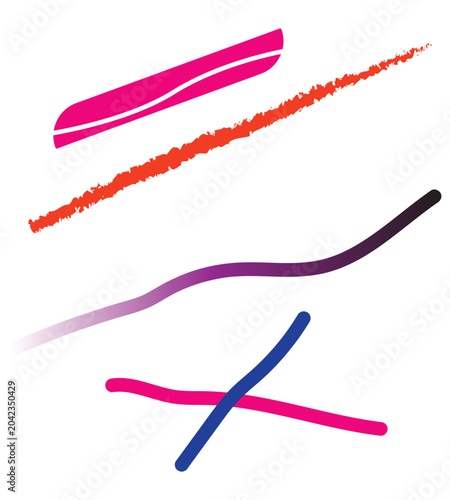 Colorful Abstract Brush Stroke Collection Modern Artistic Line Vector Elements Set