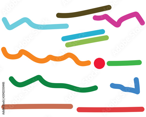 Colorful Hand Drawn Brush Strokes Collection Abstract Scribble Line Vector Set
