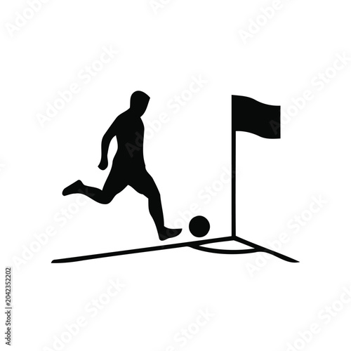Obraz na plátně Football player taking corner kick silhouette