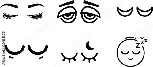 Canvastavla sleepy face emojis with closed eyes and zzz  various expressions