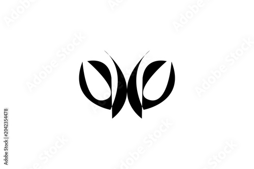 Abstract Butterfly Wing Logo | Minimalist Tribal Insect Geometric Emblem Black Vector Graphic Icon