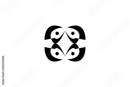 Abstract Geometric Quad Logo Vector Emblem | Minimalist Four Element Symmetrical Symbol Graphic Icon