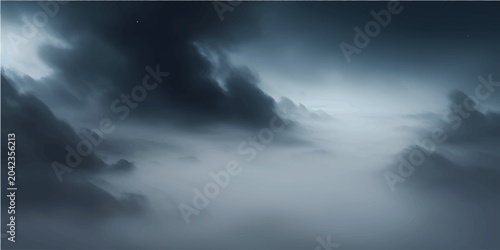 Bild auf Leinwand Dramatic dark storm clouds roll over the deep blue sea, creating an overcast and
