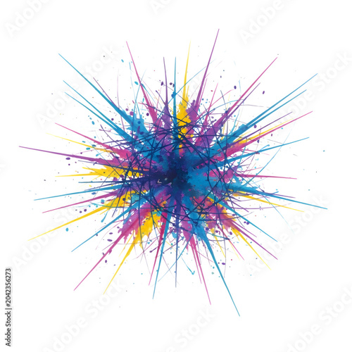 Colorful abstract radial explosion pattern isolated on white background
