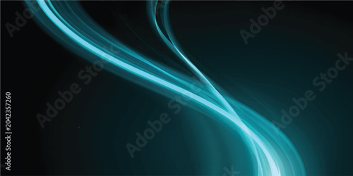 Photos Dynamic abstract glowing neon blue light trails curving and swirling in a dark s