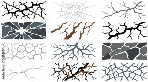 Quadro su tela Cracked surface elements collection for design.