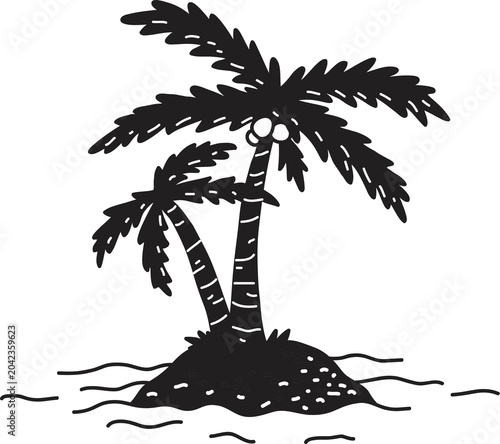 palm tree icon island coconut cartoon illustration