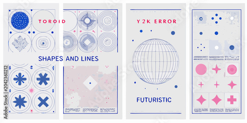 Tableau sur toile four vertical posters with geometric patterns shapes