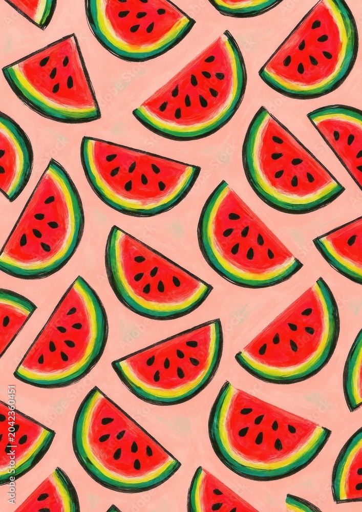 Naklejka premium Vibrant watermelon slices pattern