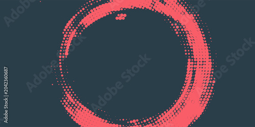 Photos Circular Halftone Pattern Concentric Circles Frame Vector Red Black Colour Abstract Background