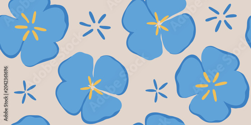 Blue Forget-Me-Not Flower Seamless Pattern
